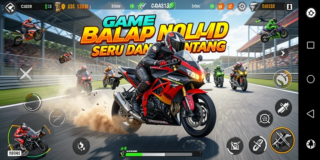 Screenshot menampilkan aksi balap motor yang seru di CADAS138.
