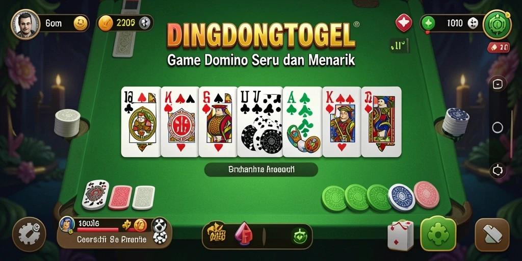 Tampilan gameplay menarik dari DINGDONGTOGEL yang menggambarkan suasana bermain domino.