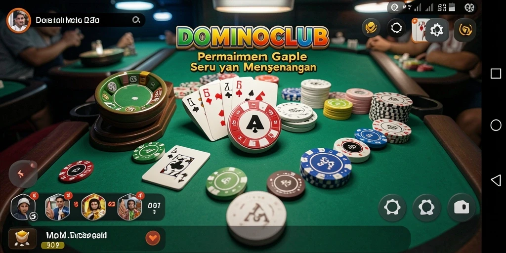 Tampilan gameplay seru dalam permainan Gaple di DOMINOCLUB.