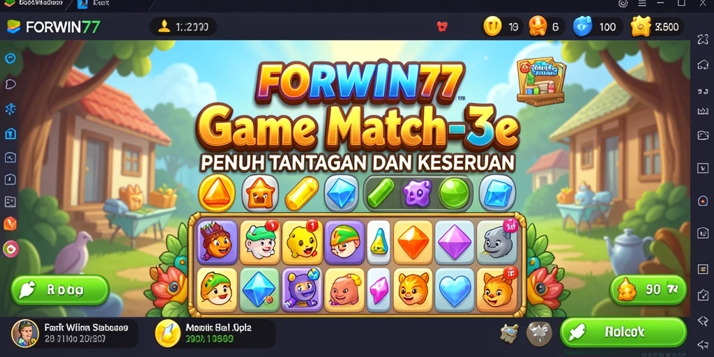 Screenshot gameplay FORWIN77 dengan aksi mencocokkan item yang seru.
