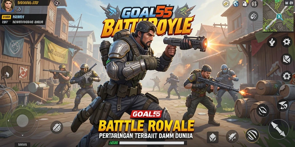 Screenshot GOAL55 menampilkan aksi seru dalam pertarungan Battle Royale.