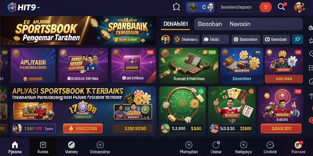 Tampilan gameplay HIT9 yang menampilkan berbagai opsi taruhan olahraga.