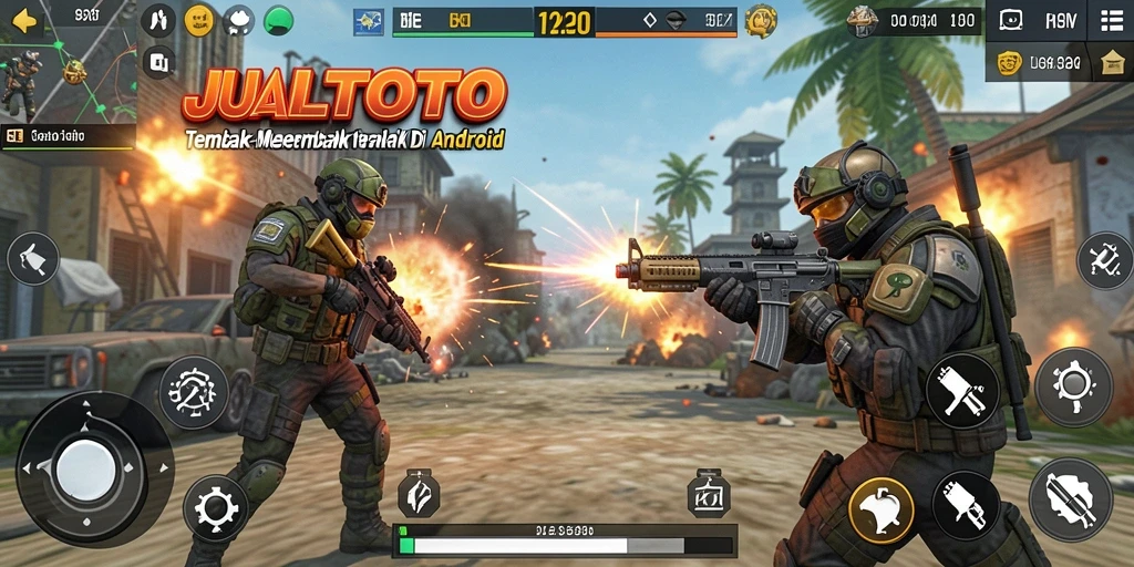 Tangkapan layar JUALTOTO menampilkan pertarungan seru dalam mode FPS.