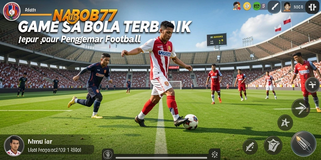 Screenshot gameplay NABOB77 menampilkan aksi seru di lapangan sepak bola.