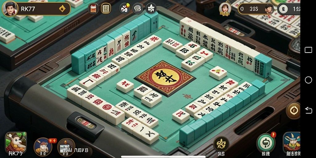 Screenshot tampilan gameplay RK77 menunjukkan aksi seru Mahjong.