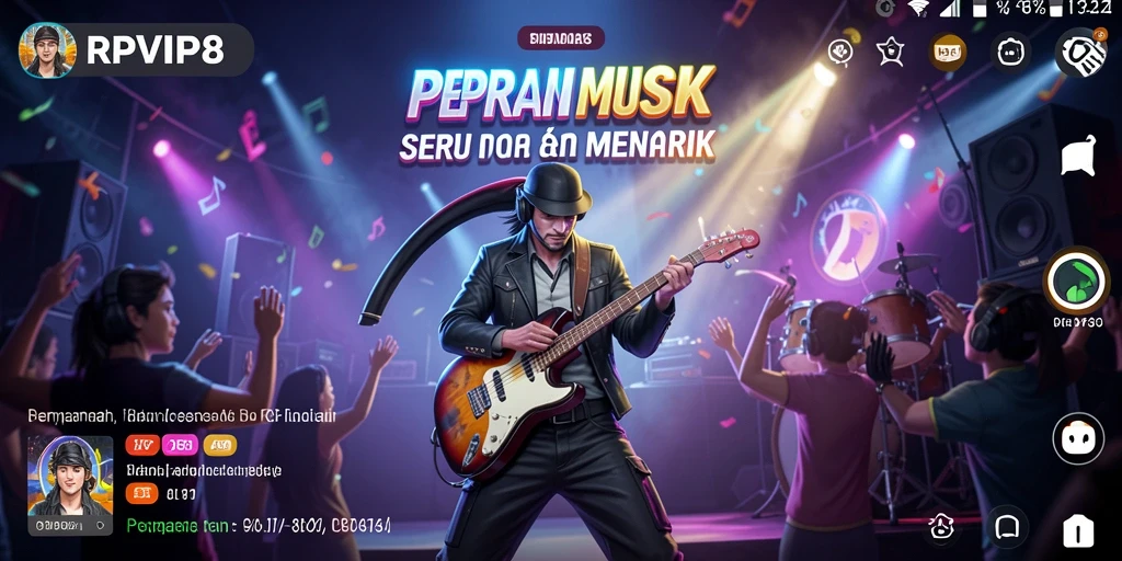 Gambaran gameplay RPVIP8 yang mengasyikkan dengan berbagai lagu.