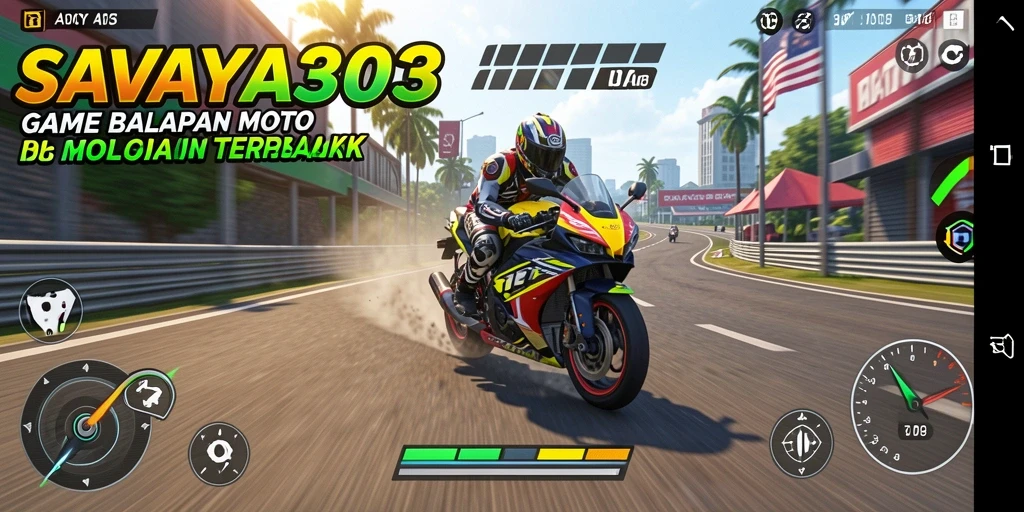Tampilan gameplay menangkap momen balapan motor yang mendebarkan.