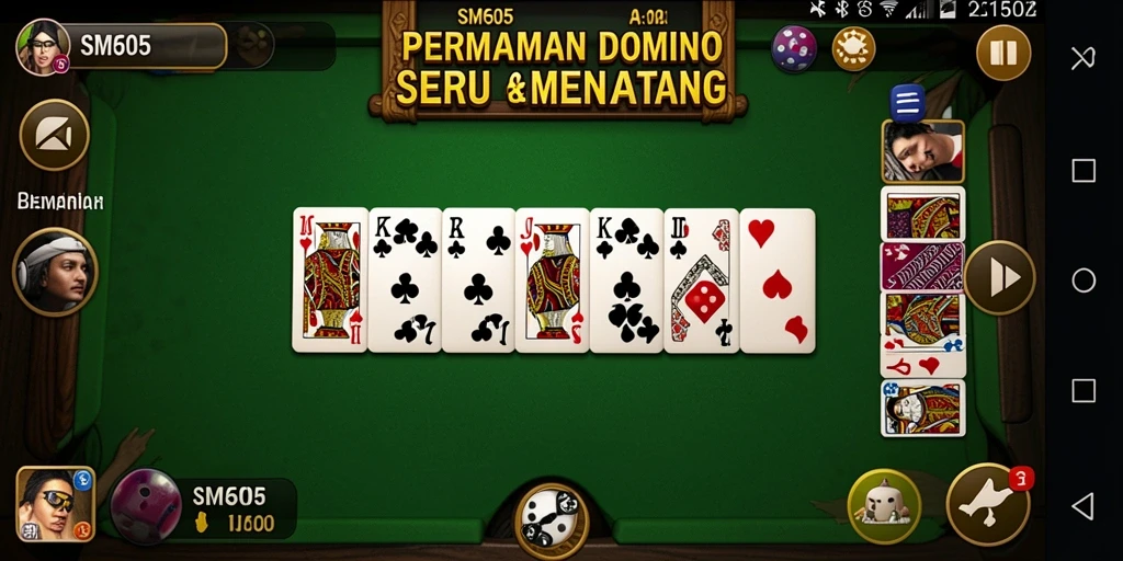 Screenshot gameplay SM605 yang menampilkan suasana permainan Domino yang seru.