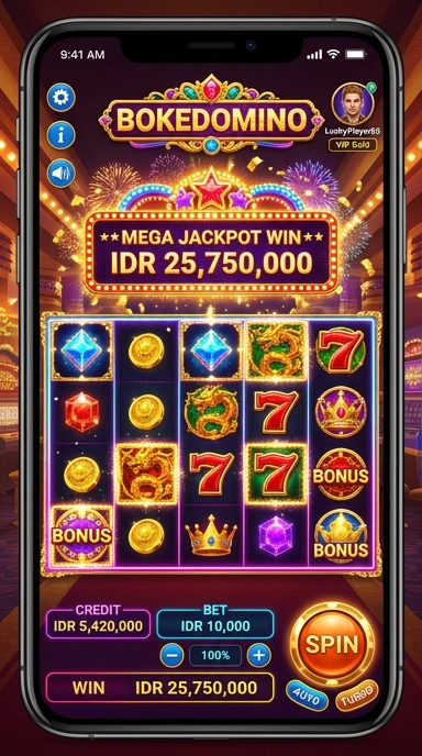 Tampilan utama aplikasi bokedomino yang mudah digunakan.